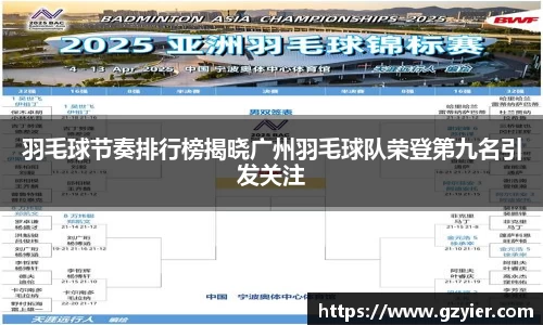 羽毛球节奏排行榜揭晓广州羽毛球队荣登第九名引发关注